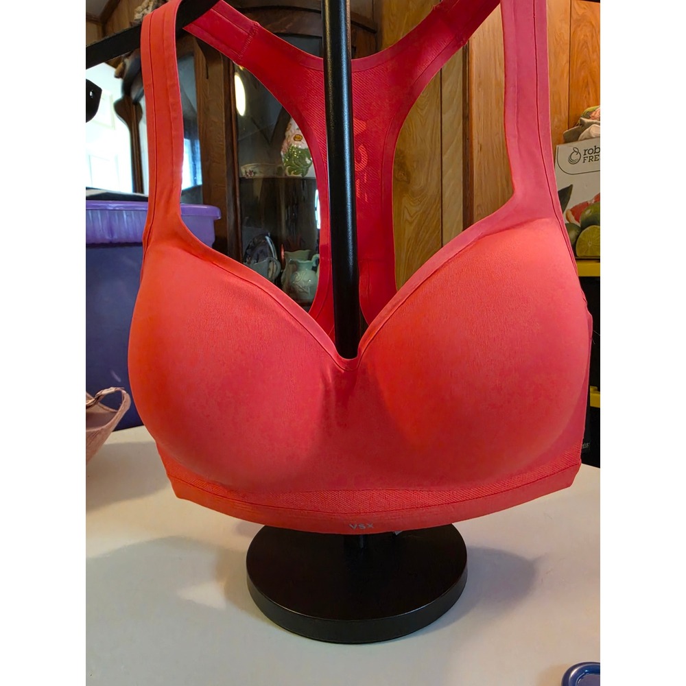 Victoria's Secret VSX Incredible Plunge Sports Bra 38DD Coral Pink High Support